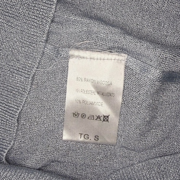 Chiara Ferragni Flirting Crew Neck Jumper Knitted Metallic Silver Pullover sz S - Picture 5 of 6